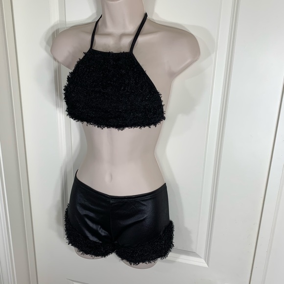 Rare Vintage Y2K Leg Avenue Fuzzy Crop Top Shorts - Picture 5 of 16